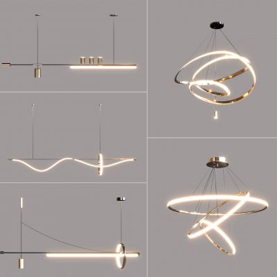 现代吊灯 金属吊灯 客厅吊灯 餐厅吊灯 线性吊灯 艺术吊灯 3D模型