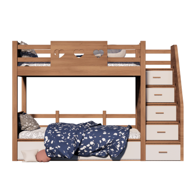 北欧儿童床上下铺高低床双层床毛绒玩具3D模型
