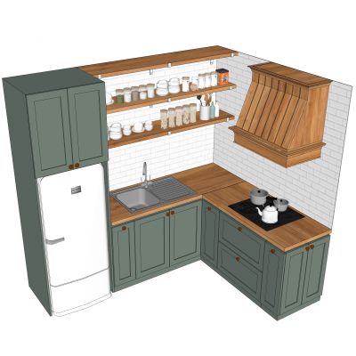 北欧橱柜冰箱水槽燃气灶