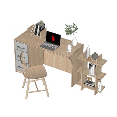 北欧书桌椅办公桌椅书架电脑