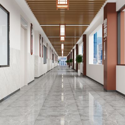 现代学校走廊过道