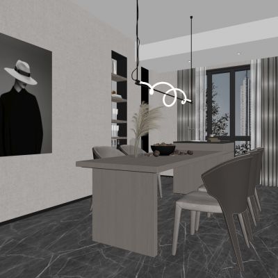 现代家居餐厅 SU模型