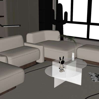 现代轻奢大气沙发茶几组合，摆件