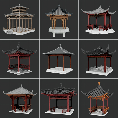 中式古建亭子3D模型