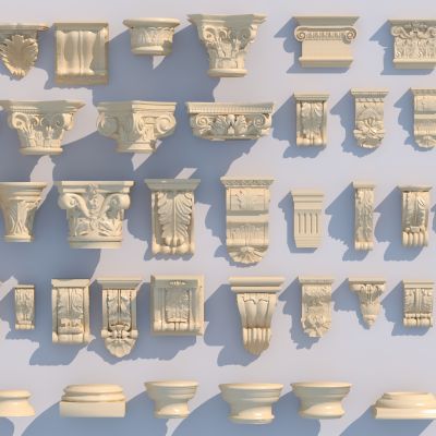 欧式罗马柱柱头角花构件3D模型