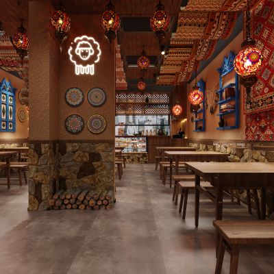 詫寂風(fēng)新疆燒烤店，新疆燒烤店，燒烤店，燒烤店門頭，新疆烤馕