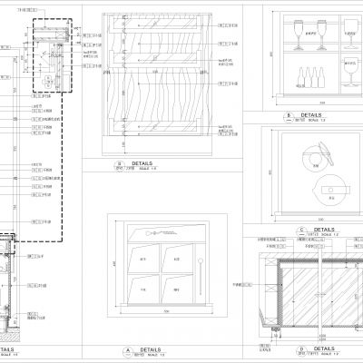衣柜平、立、剖大样图边节点