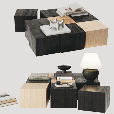 现代茶几，摆件