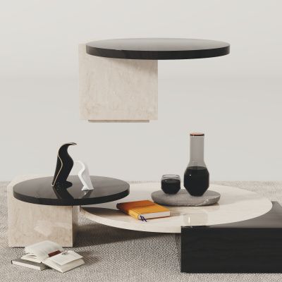 现代茶几，摆件