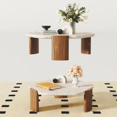 现代茶几，摆件