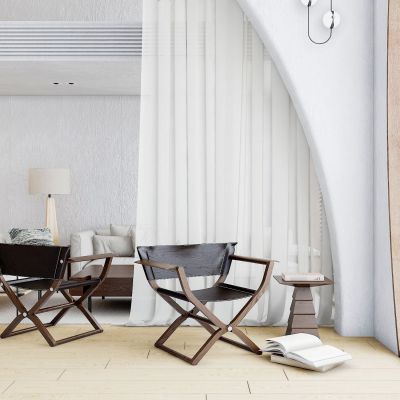 现代单人沙发，边几