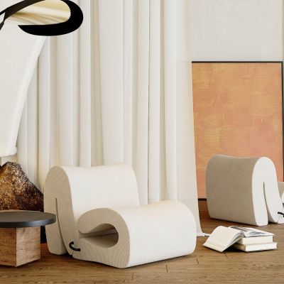 现代单人沙发，边几