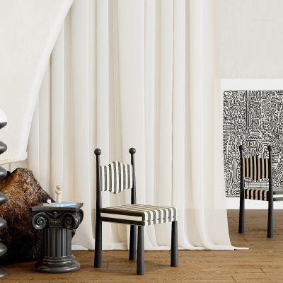 现代单人沙发，边几