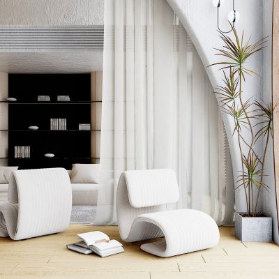 现代单人沙发，边几