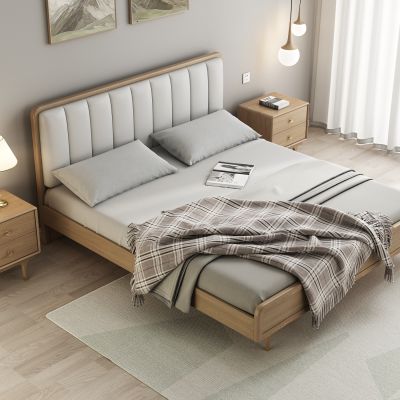 北欧实木白蜡木双人床床头柜