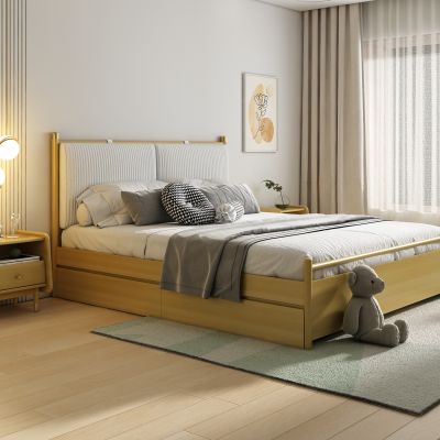 北欧实木白蜡木双人床床头柜