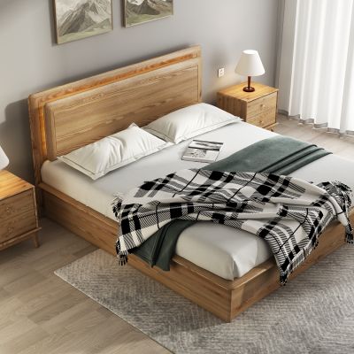 北欧实木白蜡木双人床床头柜