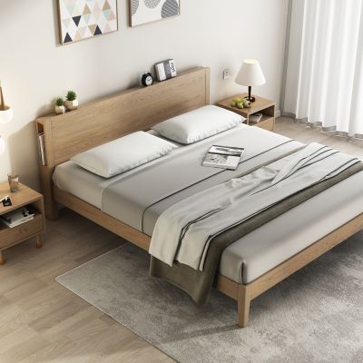 北欧实木白蜡木双人床床头柜