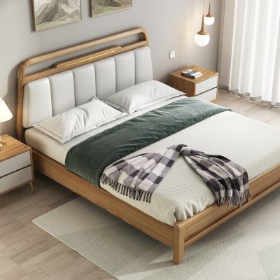 北欧实木白蜡木双人床床头柜