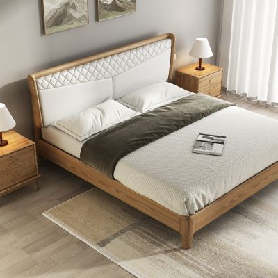 北欧实木白蜡木双人床床头柜