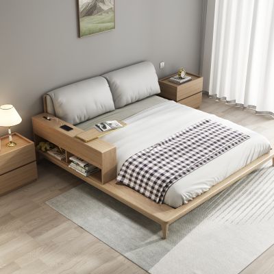 北欧实木白蜡木双人床床头柜