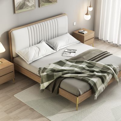 北欧实木白蜡木双人床床头柜