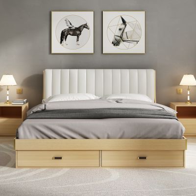 北欧实木双人床床头柜