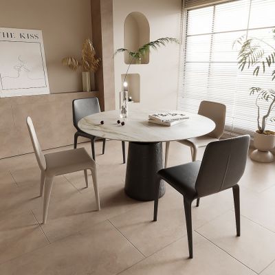 侘寂圆形餐桌椅