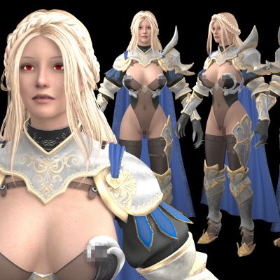 数字人高颜值金发铠甲护甲防御修身长腿美女