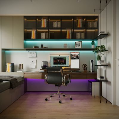 现代简约电竞卧室房