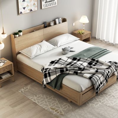 北欧实木白蜡木双人床床头柜