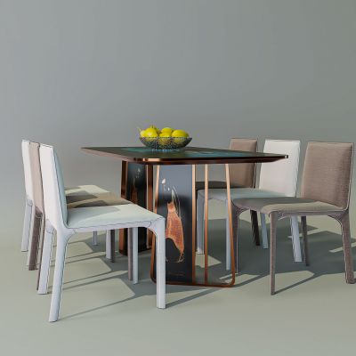 现代六人餐桌椅组合