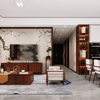 新中式客餐厅，客餐厅，