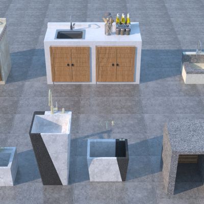 现代洗手台 拖把池