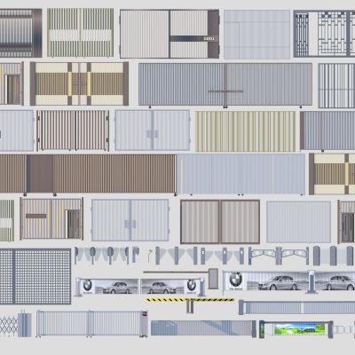 现代金属铁艺格栅大门