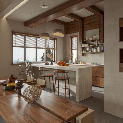 侘寂民宿餐厅_吧台_餐桌