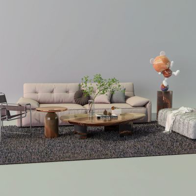 现代皮革沙发茶几组合