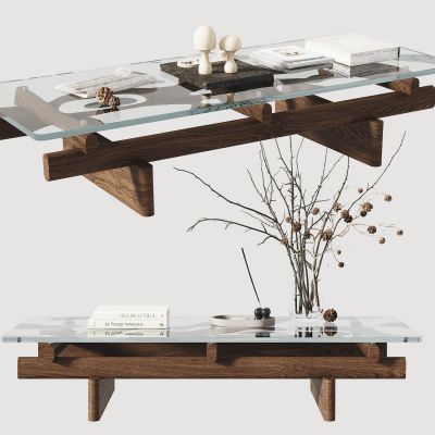 现代茶几，摆件