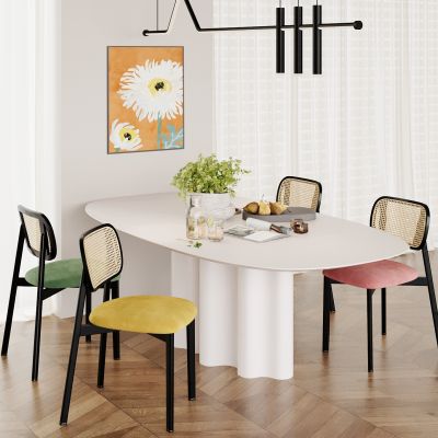 现代小清新餐桌，摆件，绿植