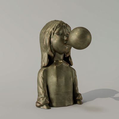 现代青铜雕像摆件吹泡女孩