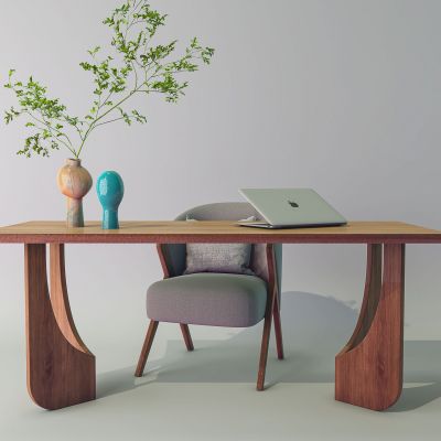 现代实木办公桌椅书桌组合