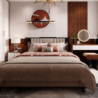 新中式卧室，卧室，衣帽间