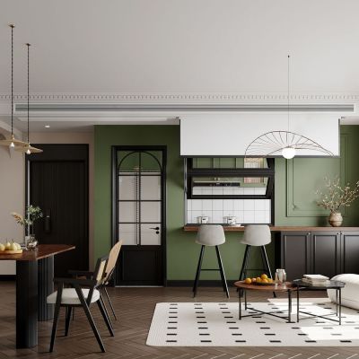 法式客餐厅_吧台_厨房