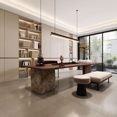 现代茶室，茶室，休闲区，地下室，楼梯