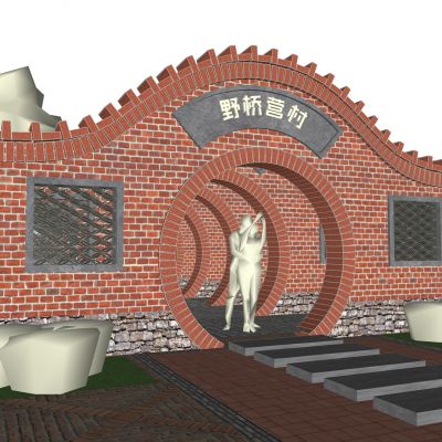 红砖景观建筑SU模型