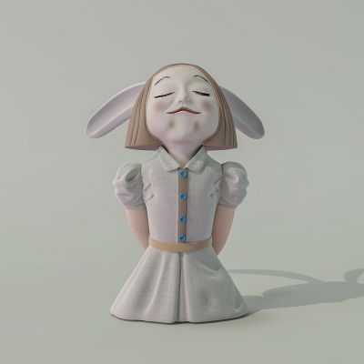 现代雕像摆件连衣裙女孩玩偶