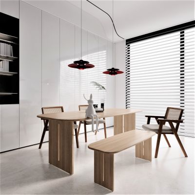 侘寂，餐桌椅，木作，原木，餐厅