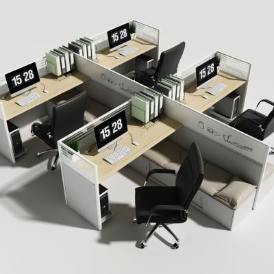 办公桌，职员桌，屏风桌，卡位3D模型