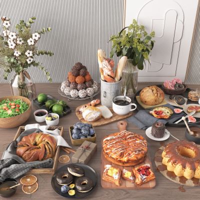 现代面包西点组合