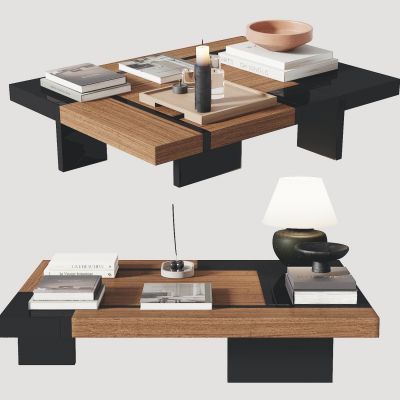 现代茶几，摆件